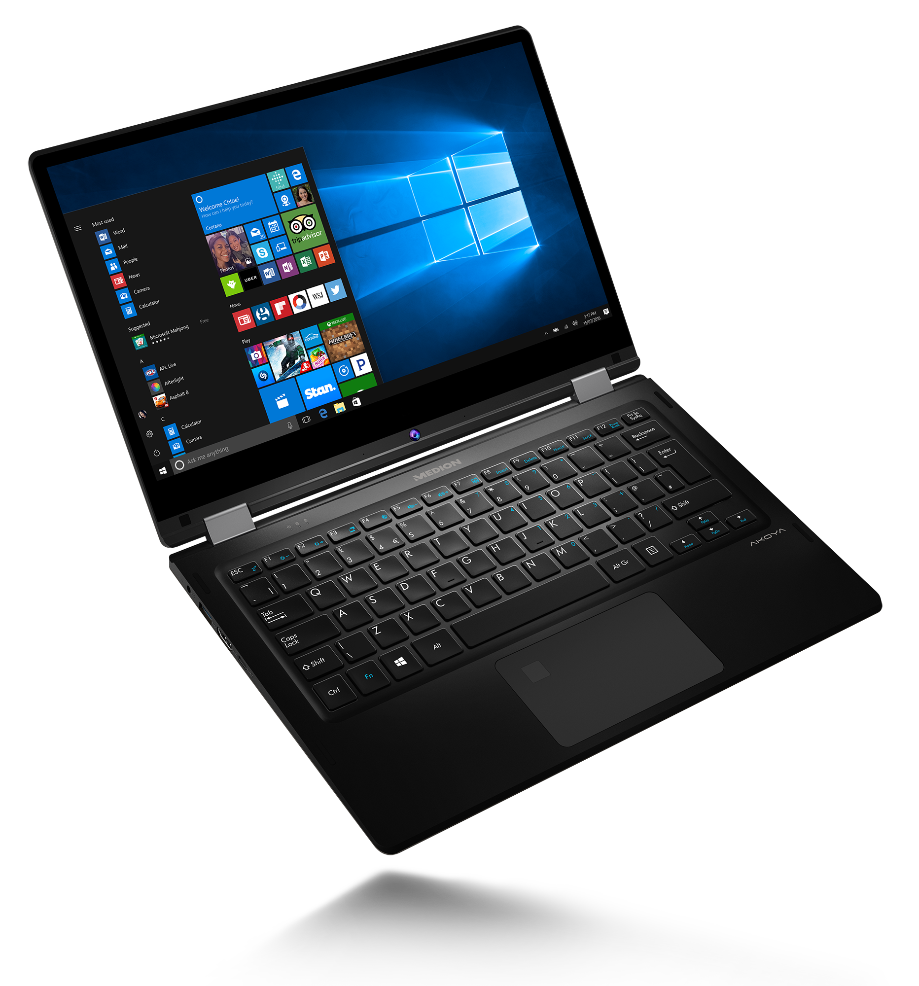 Opengeklapte E3215T met fingerprint scanner