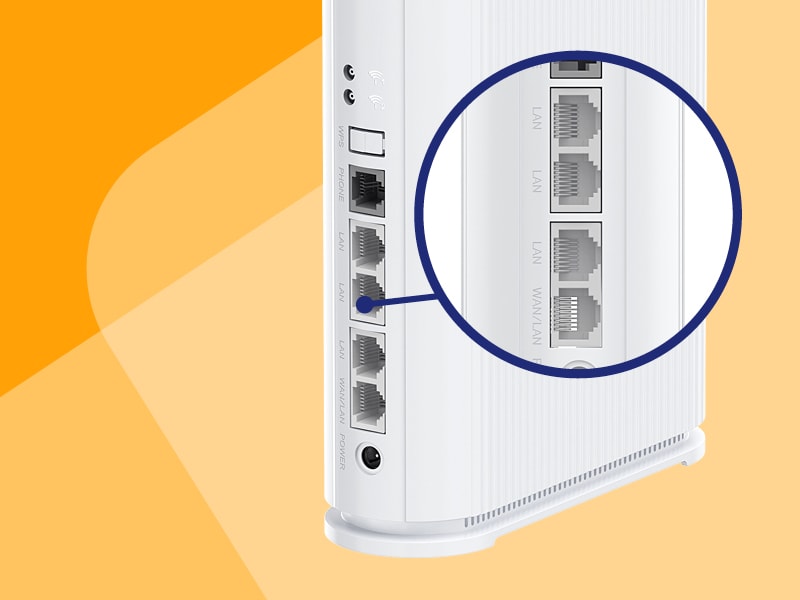 Nahansicht der vier Gigabit-LAN-Anschlüsse