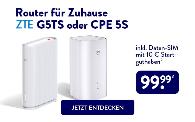 ALDI TALK Router für Zuhause. ZTE G5TS oder CPE 5S inkl. Daten-SIM mit 10€ Startguthaben (2) für 99,99 €(3) - JETZT ENTDECKEN