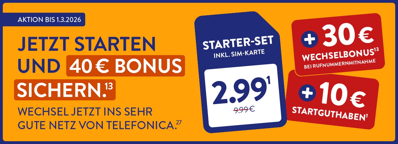 ALDI TALK: Jetzt starten und 40€ Bonus sichern.