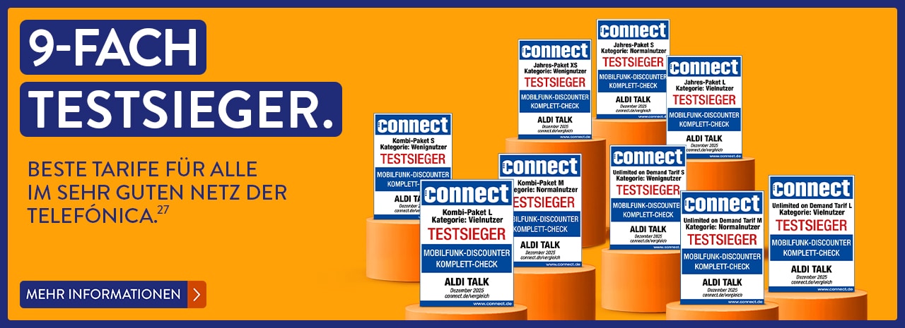 ALDI TALK: Testsieger bei connect, Mobilfunkanbieter mit mehrfacher Auszeichnung