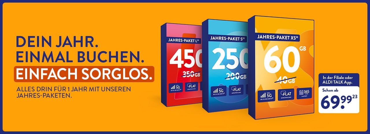 Dein Jahr. Einmal buchen. Einfach sorglos. Alles drin für 1 Jahr mit unseren Jahres-Paketen.