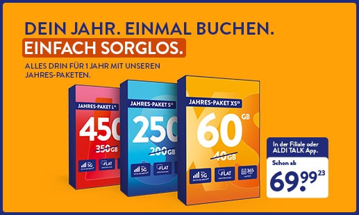 Dein Jahr. Einmal buchen. Einfach sorglos. Alles drin für 1 Jahr mit unseren Jahres-Paketen.