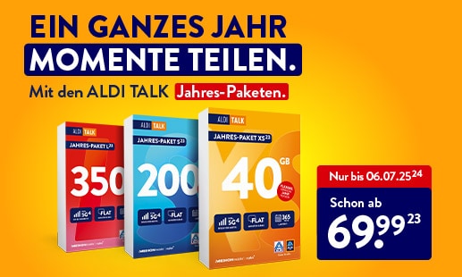Ein ganzes Jahr Momente teilen. Mit den ALDI TALK Jahres-Paketen.