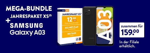 ALDI TALK Megabundle: Jahrespaket XS(25) + Samsung Galaxy A03