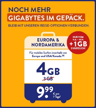 ALDI TALK Reise-Optionen