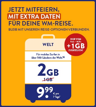 ALDI TALK Reise-Optionen