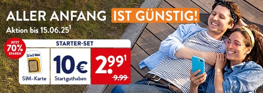 Aller Anfang ist günstig. ALDI TALK Starter-Set für 2,99 €(1)