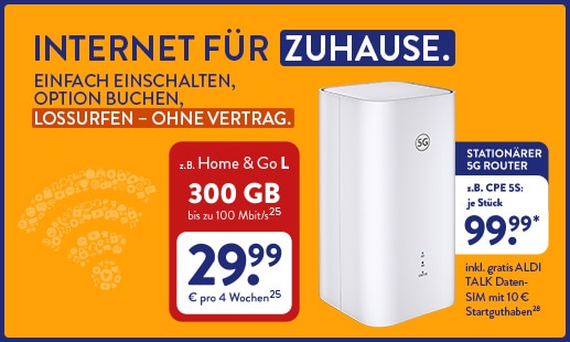 Internet für Zuhause. Einfach einschalten, Option buchen, lossurfen - ohne Vertrag.
