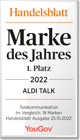 ALDI TALK zum achten Mal in Folge Mobilfunkmarke des Jahres