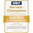 ALDI TALK auf Platz 1 in der Kategorie Mobilfunkanbieter