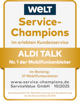 ALDI TALK auf Platz 1 in der Kategorie Mobilfunkanbieter