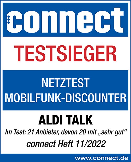 ALDI TALK: Testsieger im Netztest Mobilfunk-Discounter von connect Heft 11/2022