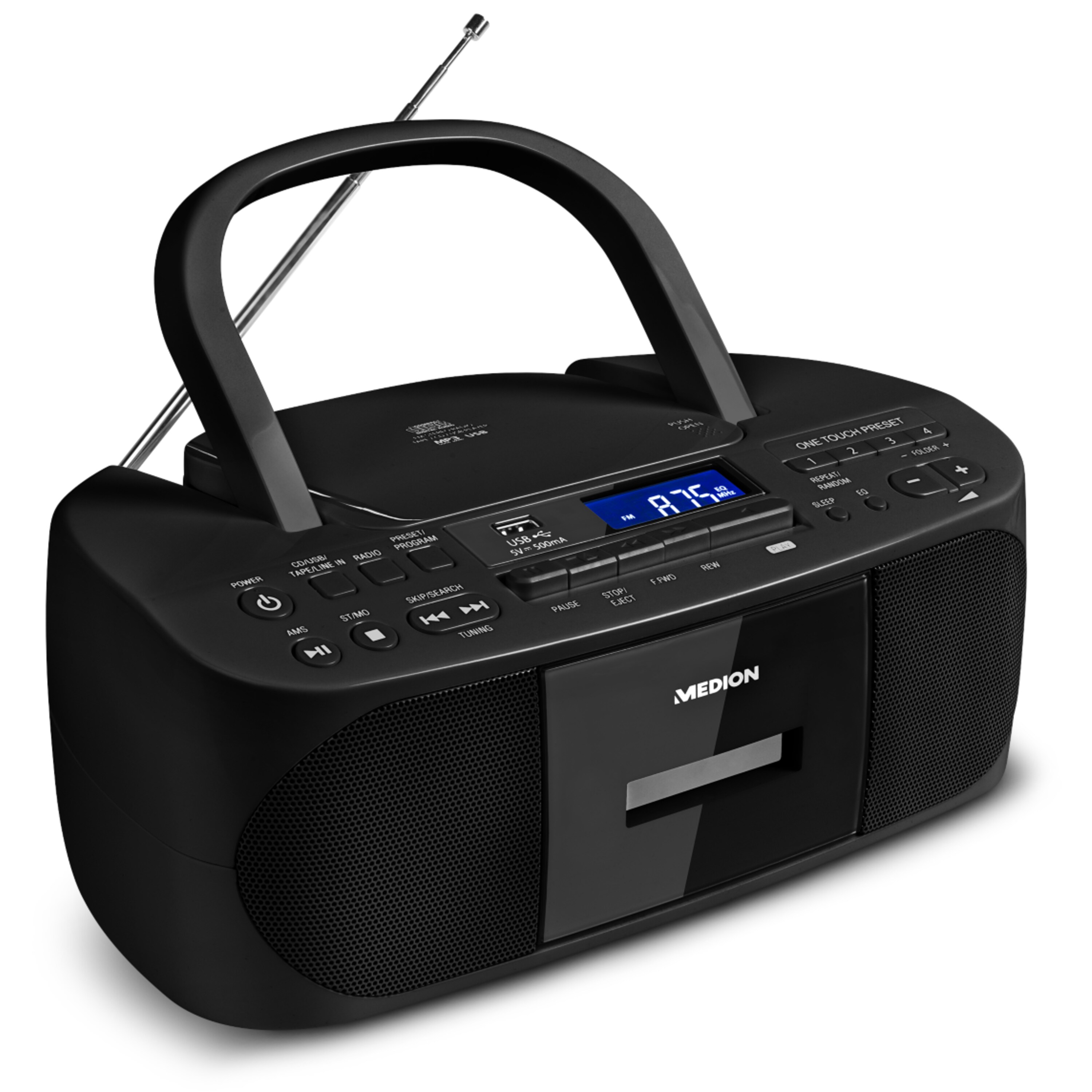 MEDION® LIFE® E64070 draagbaare stereo FM radio CD/MP3/USB/Cassette