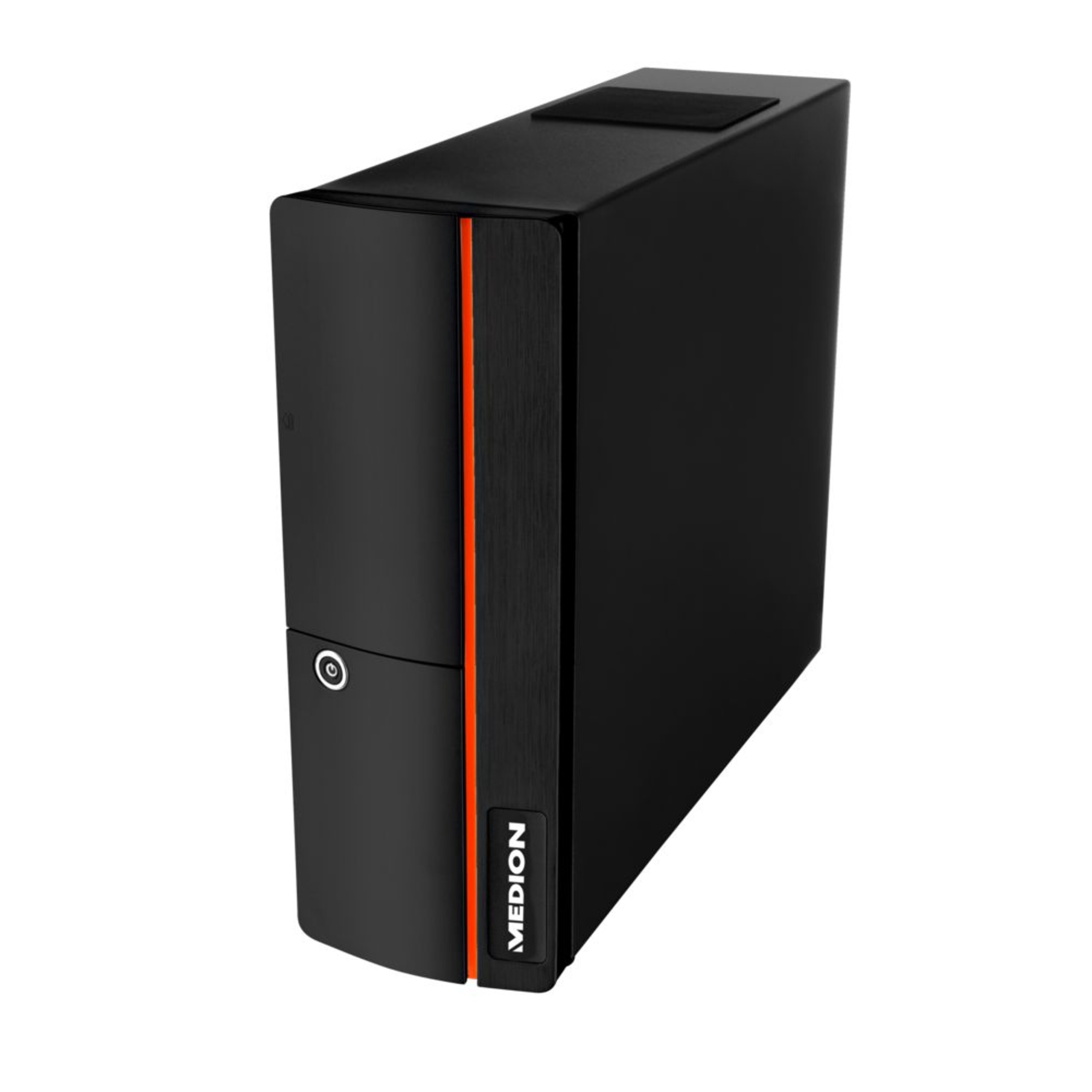 ECOM_MEDION_PC_P8_Front_Side_right_down_schwarz_orange