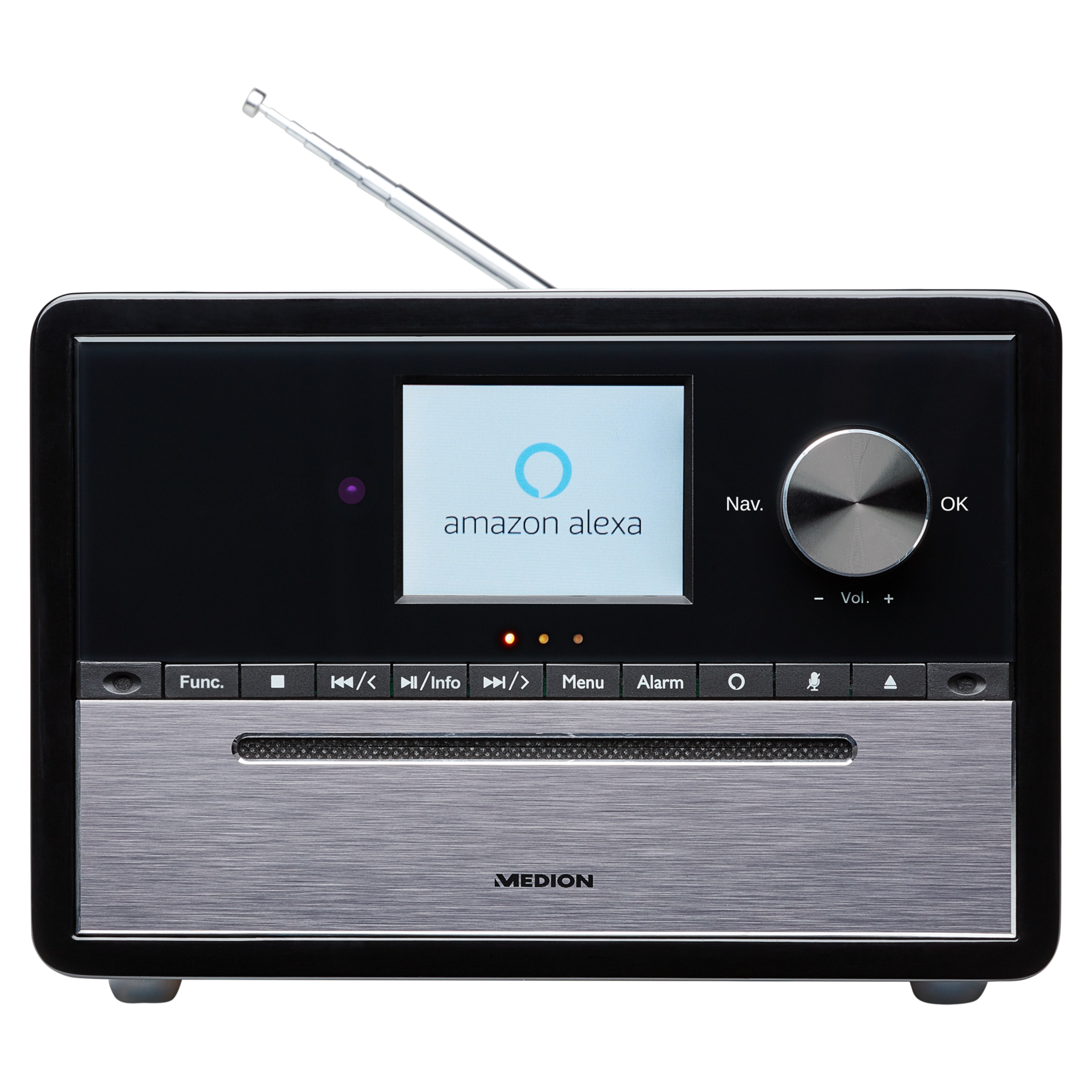 MEDION® LIFE® S64007 All-in-One Audio-System mit Amazon Alexa, 7,1 cm (2,8") TFT-Farbdisplay, DAB+/PLL-UKW, WLAN, Party Mode, EQ für Bass- und Höheneinstellung, Musikwiedergabe über Bluetooth®, 15 W RMS