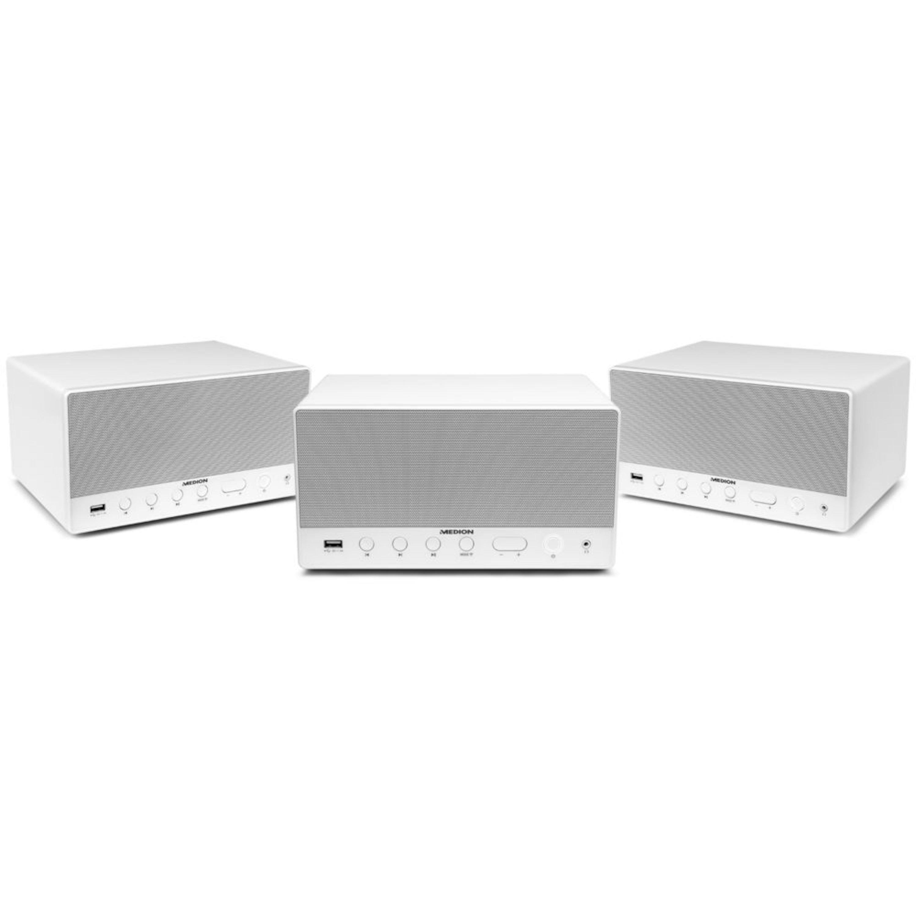 MEDION® LIFE® P61071 Multiroom Lautsprecher mit WLAN, Spotify® Connect kompatibel, DLNA, USB Ladeanschluss, AUX, 2 x 7 W + 15 W RMS