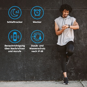 MEDION® LIFE® P2200 Fitnessuhr mit Farbdisplay, Multi-Sport Modi, Herzfrequenzmesser, Schlaftracking, Schrittzähler, Stoppuhr, Staub- und Wassergeschützt