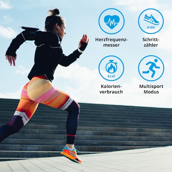 MEDION® LIFE® P2200 Fitnessuhr mit Farbdisplay, Multi-Sport Modi, Herzfrequenzmesser, Schlaftracking, Schrittzähler, Stoppuhr, Staub- und Wassergeschützt