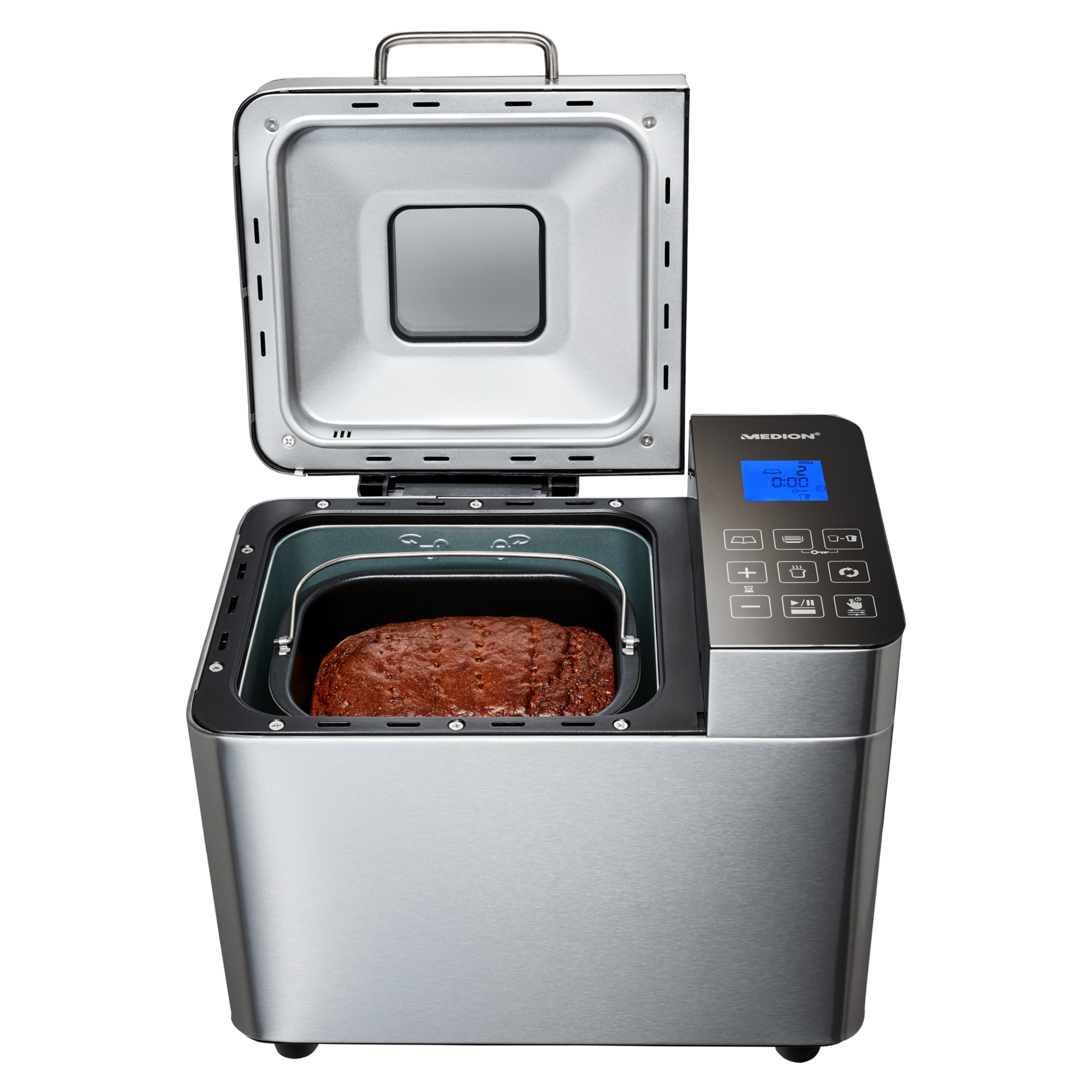 Machine à pain MEDION 550W, 1000g, 19 programmes de cuisson, 3 degrés de brunissage, fonction maintien au chaud, présélection du temps 