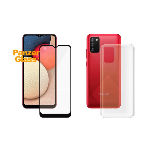 PANZERGLASS PanzerGlass Displayschutzfolie + Clear Soft Case für Samsung Galaxy A02s