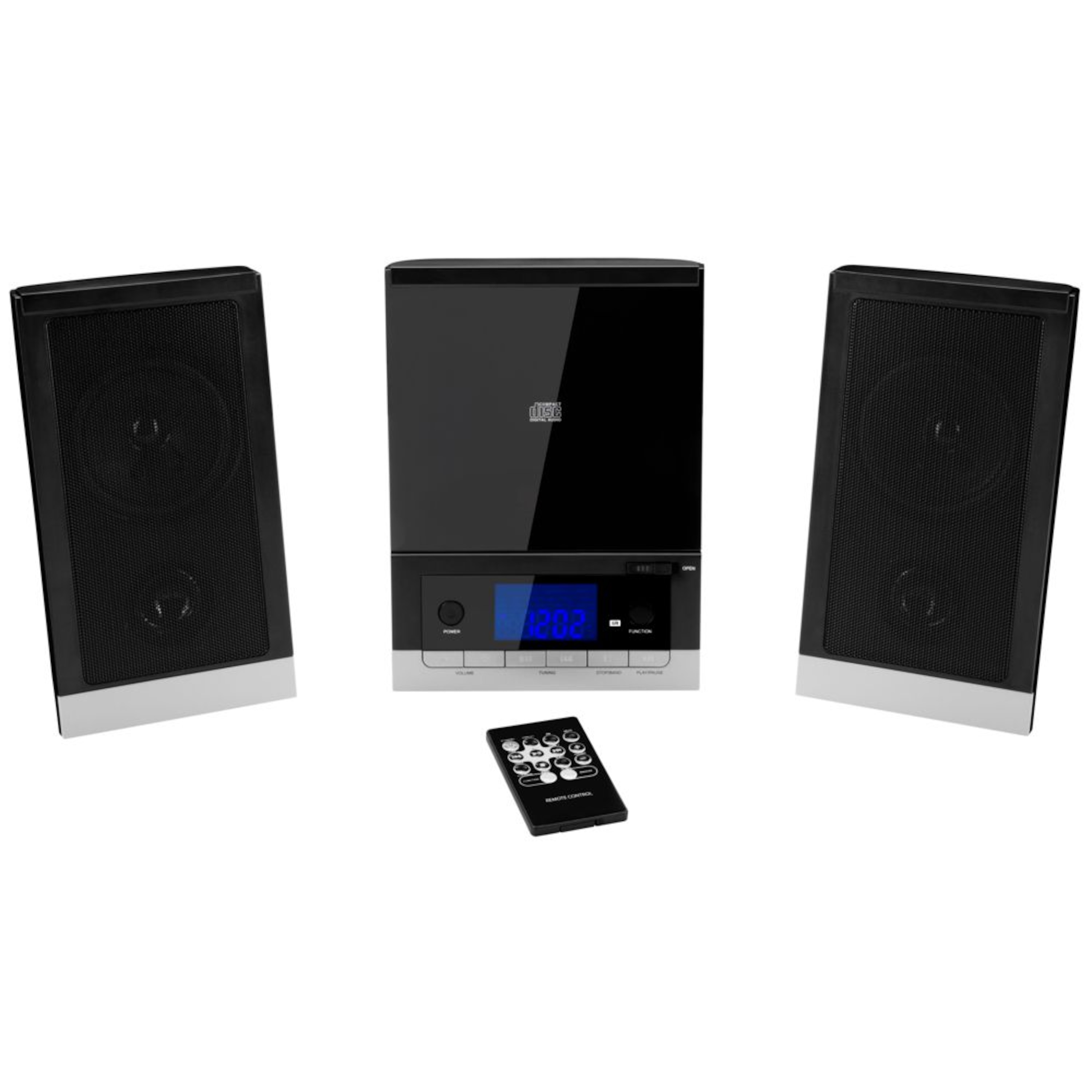 MEDION® LIFE® E64074 Mikro-Audio-System mit CD-Player UKW/MW Stereo Radio, Weckfunktion, 30 Senderspreicher, LC-Display mit blauer Hintergrundbeleuchtung, 2 x 25 W