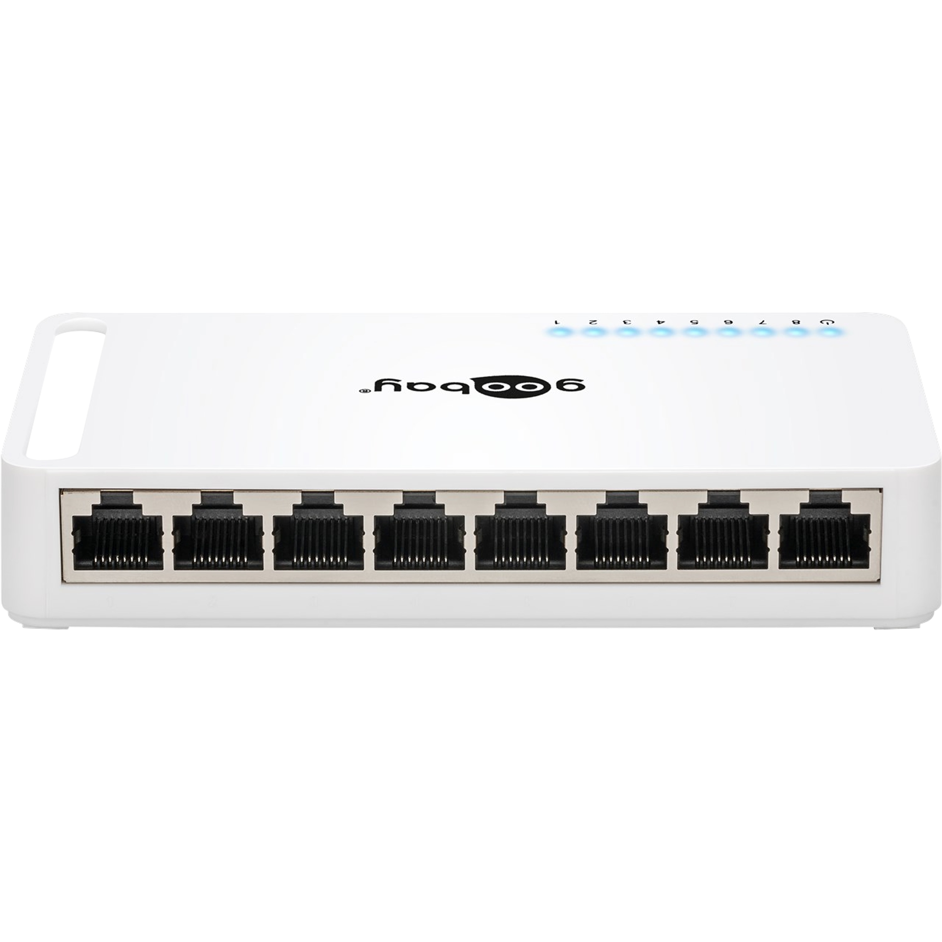 GOOBAY 8 Port Gigabit Ethernet Netzwerk-Switch, mit 8 x RJ45-Anschlüssen 10/100/1000 MBit/s, Green-Power Ethernet, unterstützt Auto-Negotiation Auto MDI/MDIX, Plug & Play