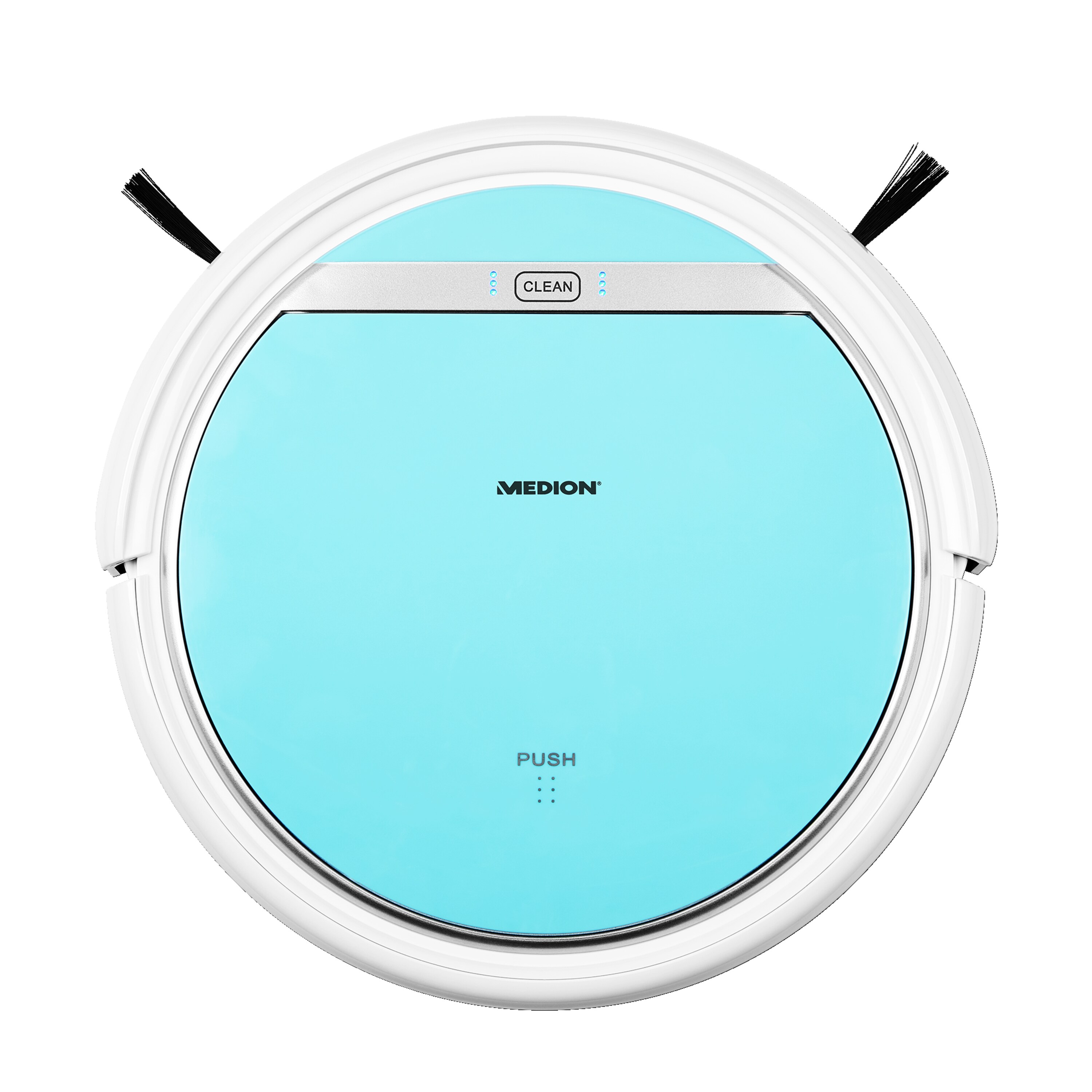 MEDION® Saugroboter MD 18500, vollautomatische Reinigung, Tierhaar optimiert, bis zu 90 Min Laufzeit, selbstständige Ladefunktion, für eine Vielzahl von Böden, Timer-Funktion, türkis
