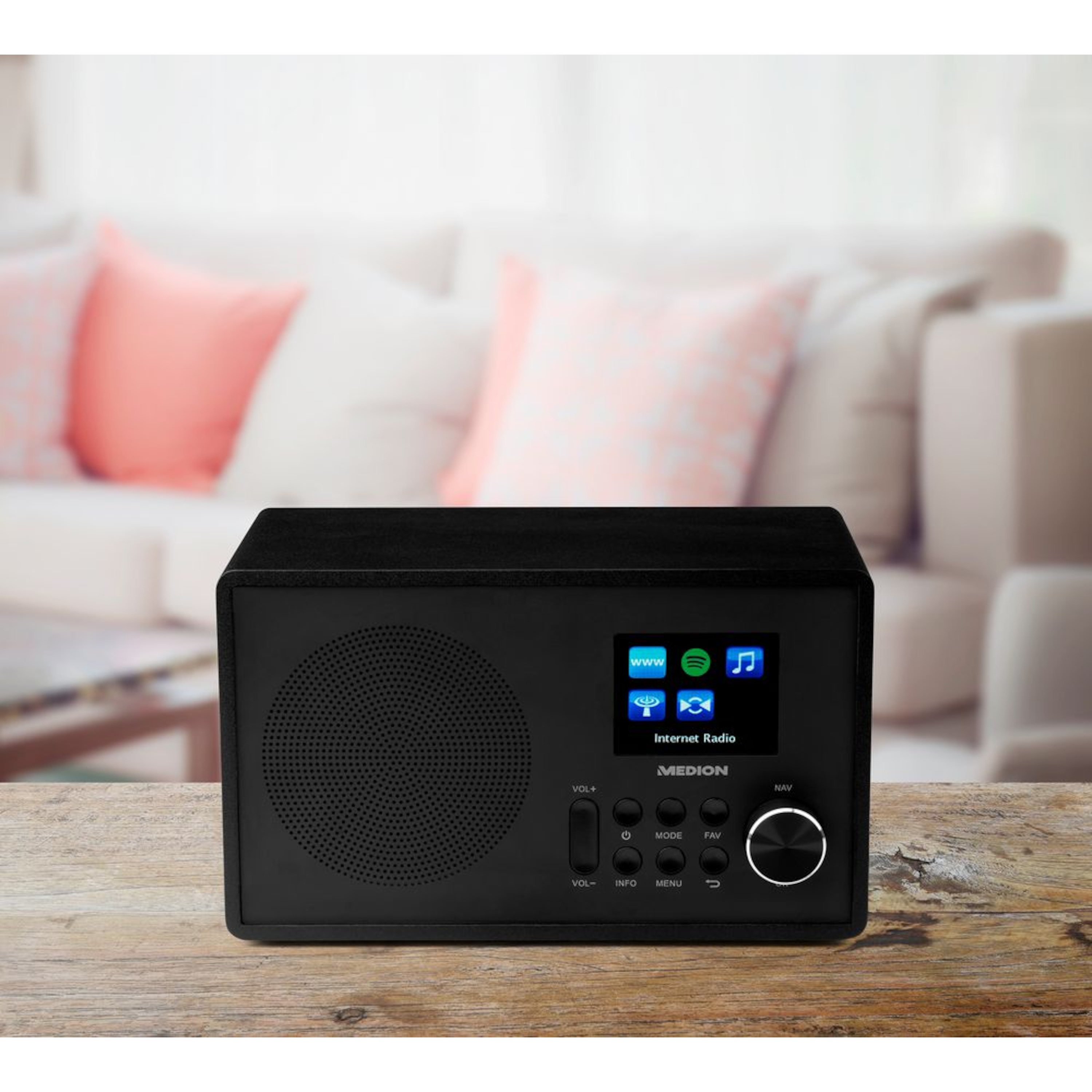 MEDION® LIFE® E85080 Internetradio, farbiges 6,1 cm (2,4'') TFT-Display, Empfang von über 25.000 Internetradiosendern, WLAN, DLNA, Spotify®-Connect, 1 x 10 W RMS  (B-Ware)