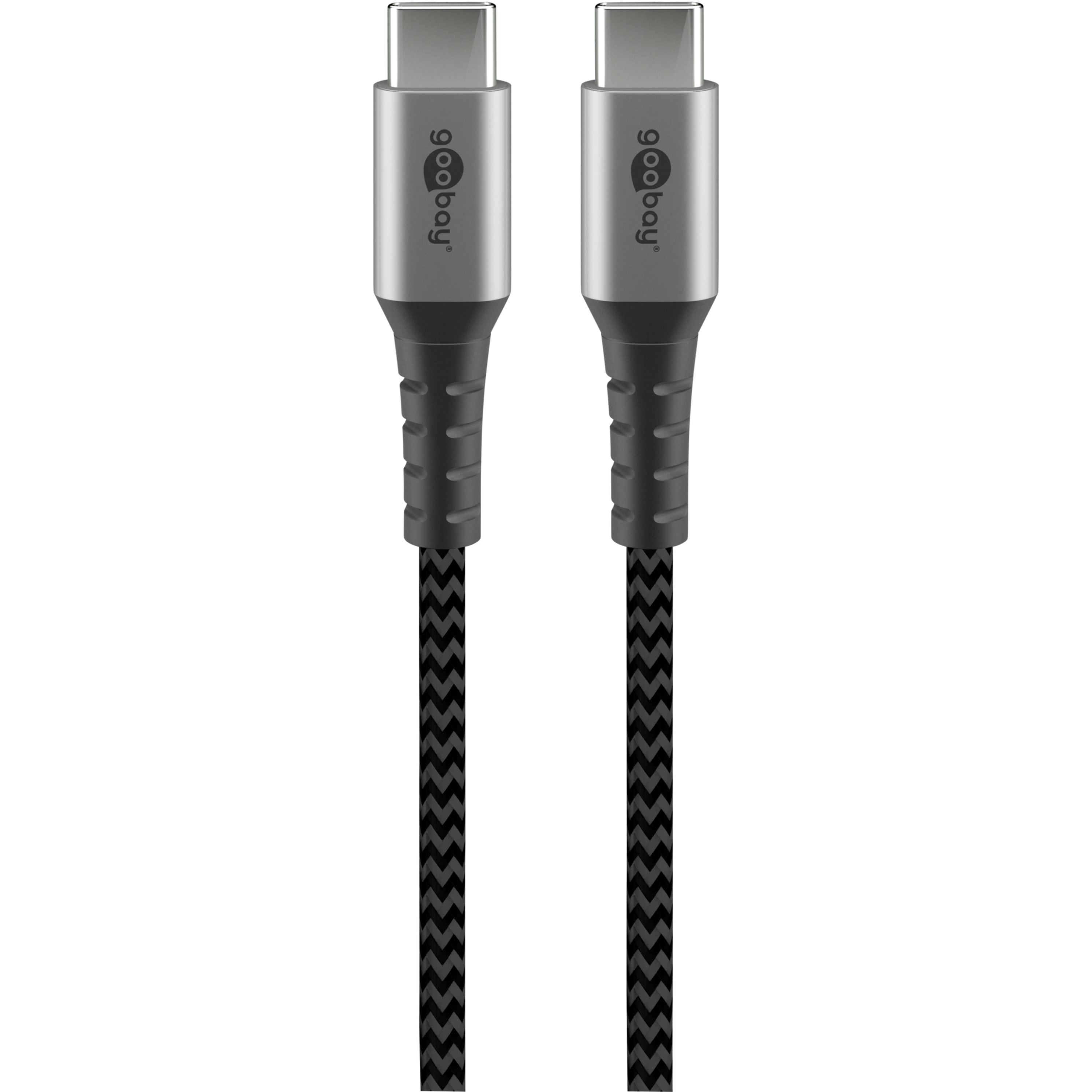 WENTRONIC USB-C™ auf USB-C™ Kabel, extrem belastbar und hochwertig, geflochtenes Textilkabel, Datenübertragung mit bis zu 10 Gbit/s