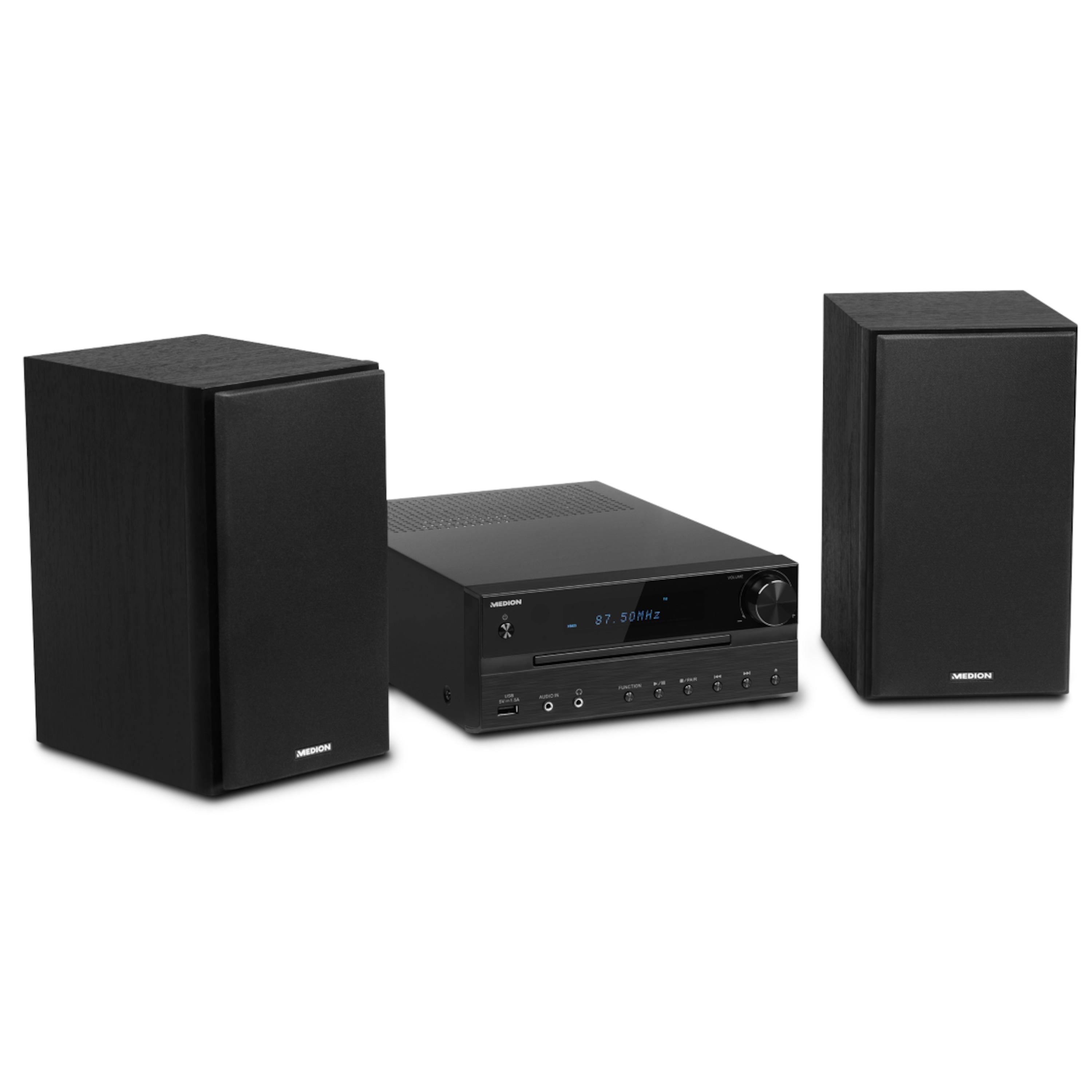 MEDION® LIFE® P64262 Micro-Audio-System mit CD-Player, DAB+, Bluetooth® 4.1, USB-Anschluss & -Ladefunktion, AUX, PLL-UKW Stereo-Radio, 2 x 15 W RMS