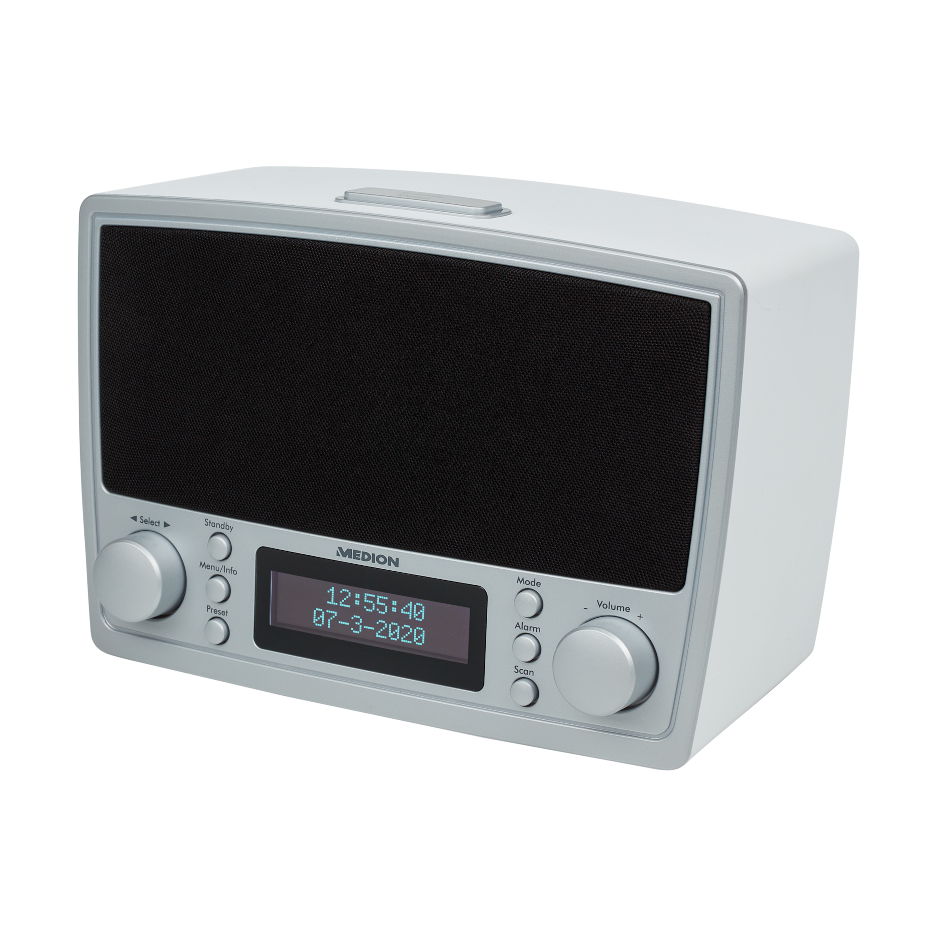 MEDION® LIFE® DAB+/UKW Uhrenradio E66462 im Retro-Design, 2 x 20 Watt max. Musikausgangsleistung (2 x 2 Watt RMS), USB-Ladeanschluss, Radio Data System  (B-Ware)