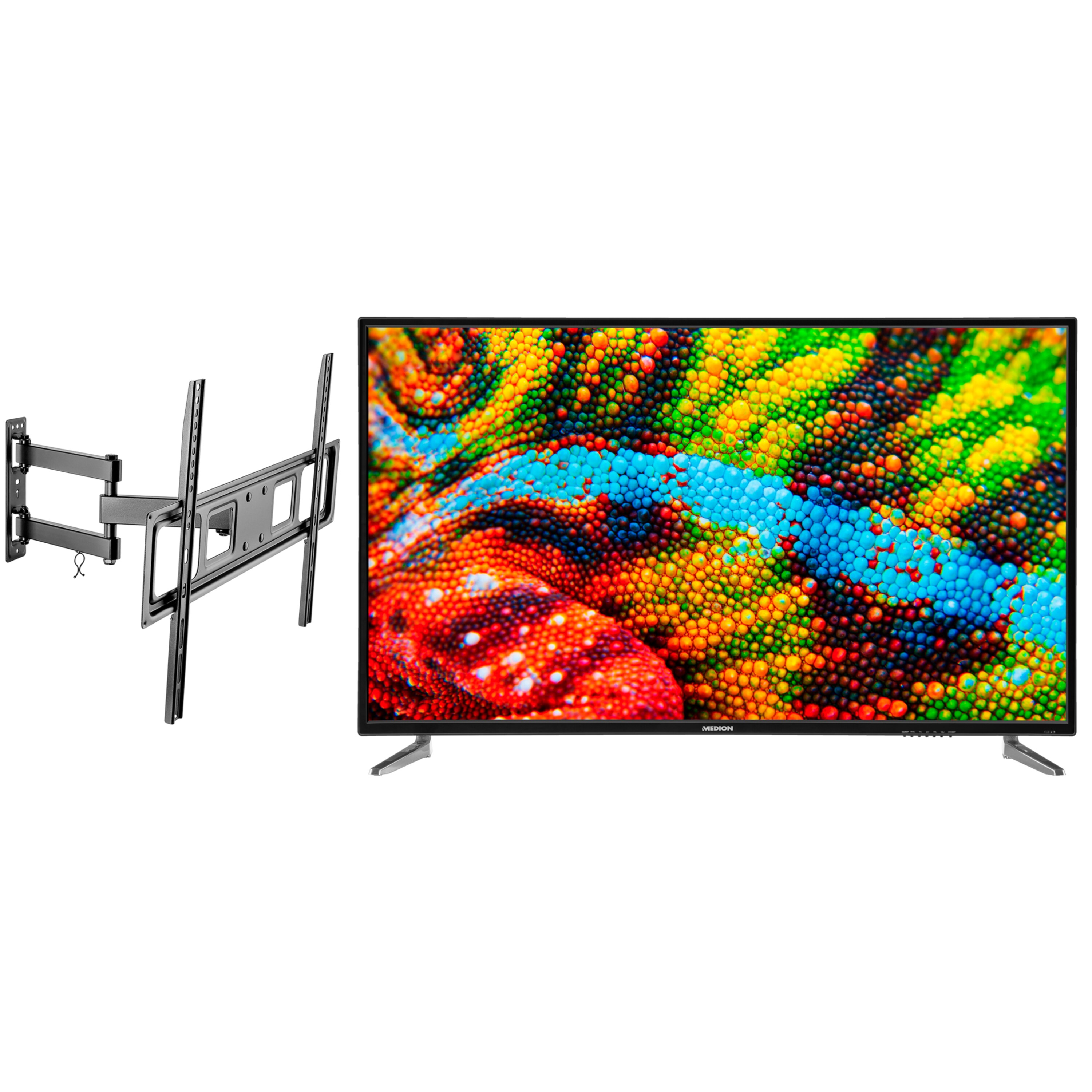 MEDION® LIFE® P15001 TV, 125,7 cm (50'') Ultra HD Fernseher, inkl. schwenkbarer Wandhalterung - ARTIKELSET