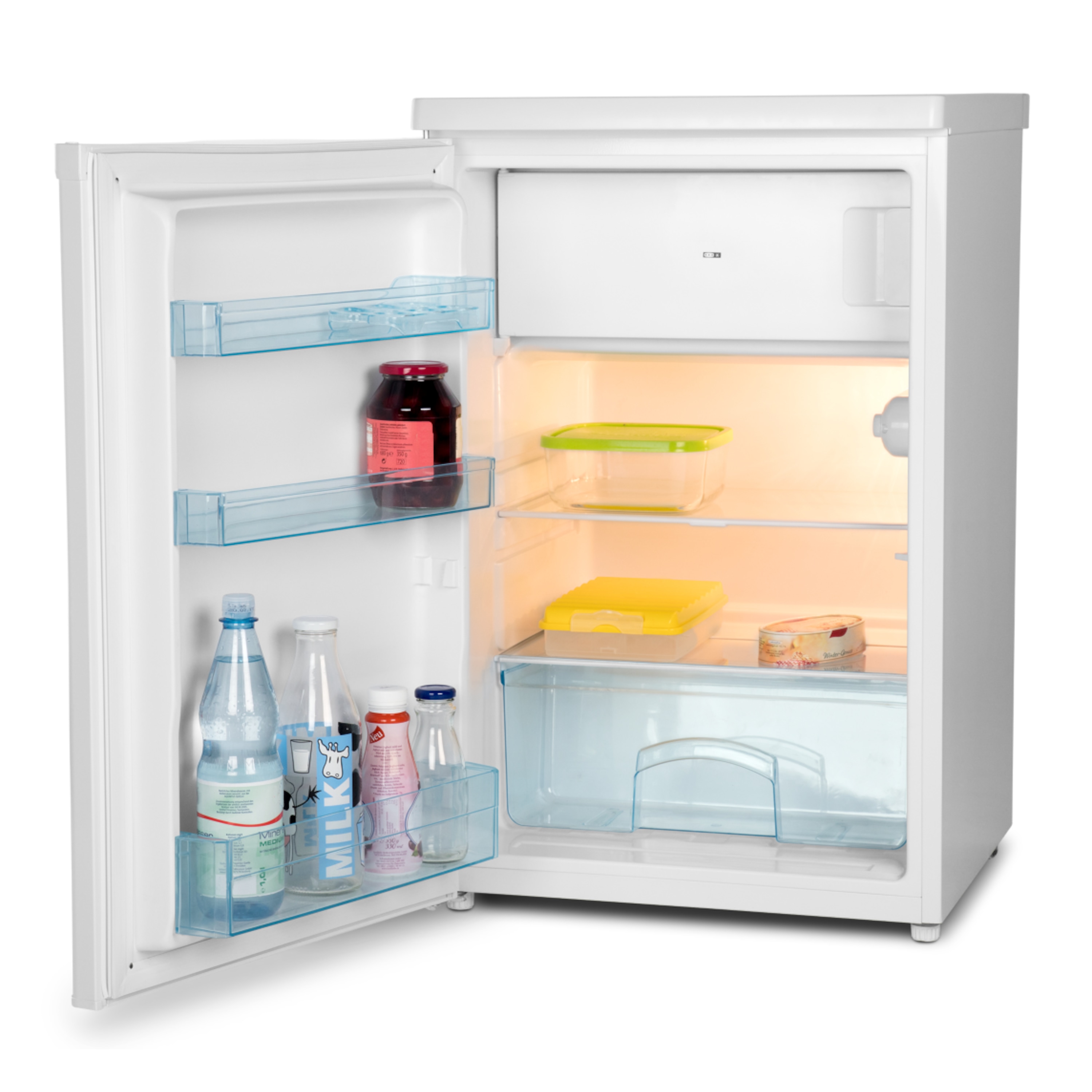 MEDION® Kühlschrank mit Gefrierfach MD 37052, 118 L Nutzinhalt, 103 l Kühlteil & 15 L Gefrierteil, wechselbarer Türanschlag