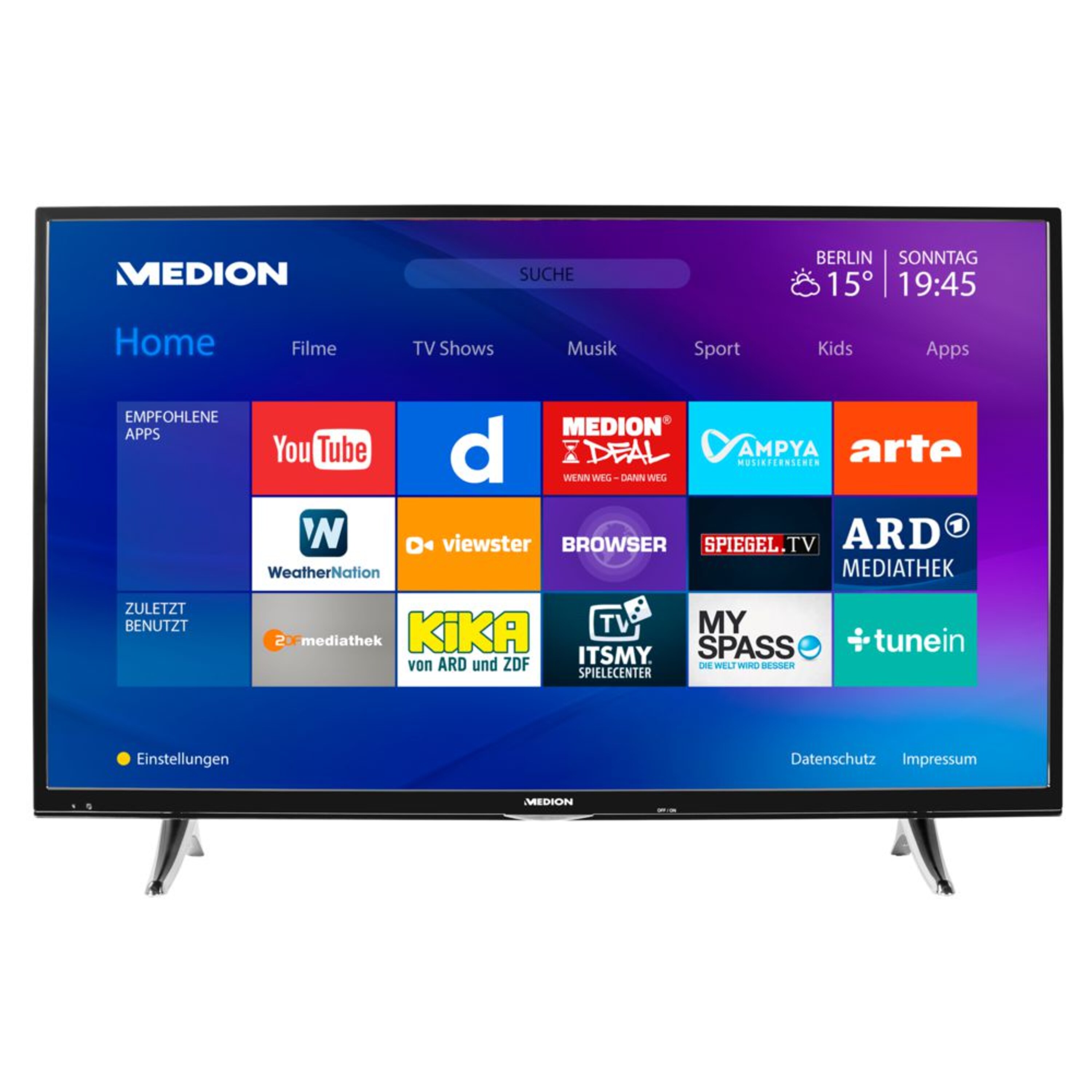 MEDION® LIFE® X14000 Smart TV, 101,6,cm (40'') Ultra HD, HDR, PVR ready, Netflix, Amazon Prime Video, Bluetooth®, DTS HD, HD Triple Tuner, CI+, inkl. Soundbar E64058