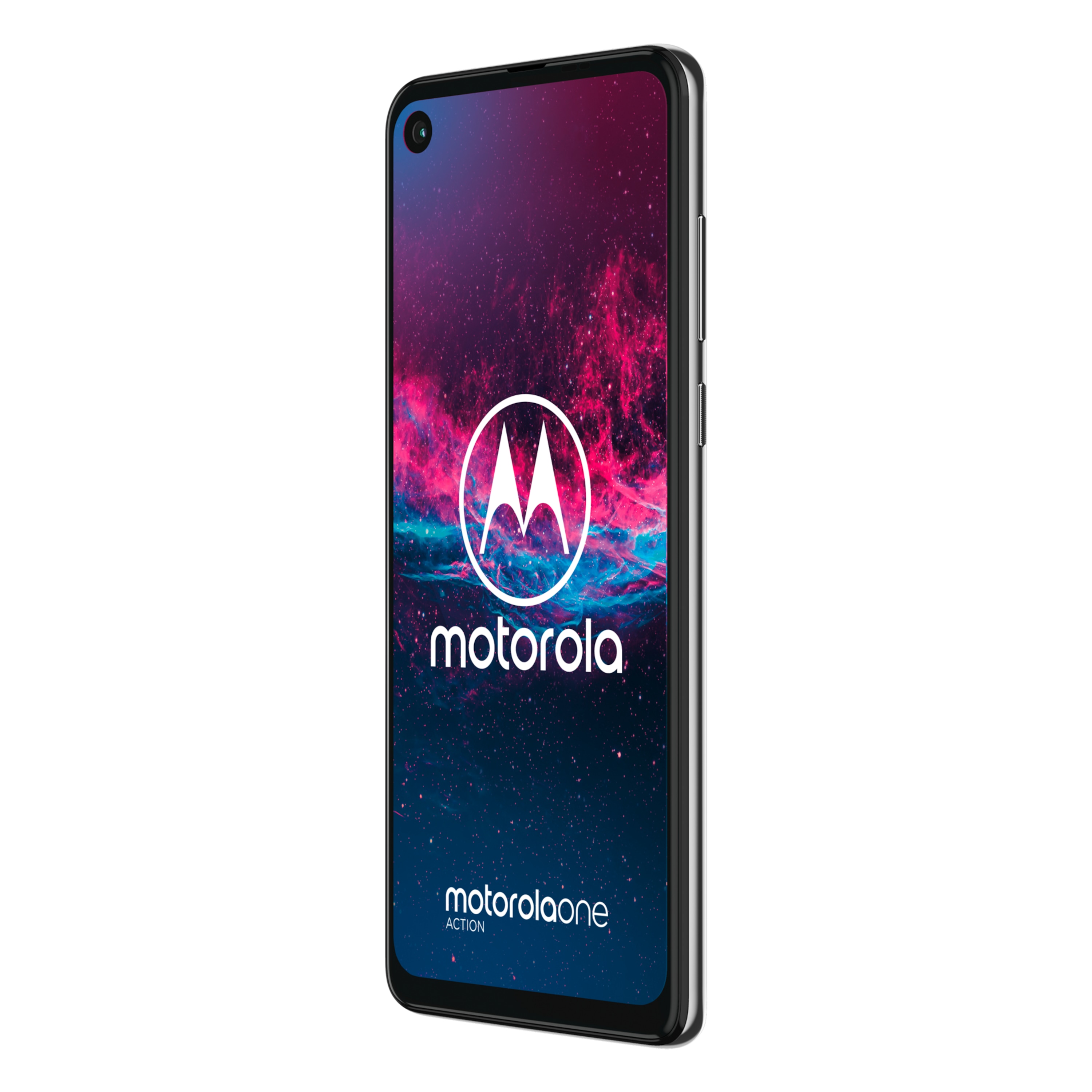 MOTOROLA One Action Smartphone, 16 cm (6,3'') Full HD+ Display, Android™ 9, 128 GB Speicher, Octa-Core-Prozessor, Dual-SIM, LTE, weiß, inkl. MOTOROLA Escape Bluetooth® Kopfhörer