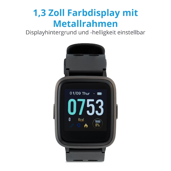MEDION® LIFE® P2200 Fitnessuhr mit Farbdisplay, Multi-Sport Modi, Herzfrequenzmesser, Schlaftracking, Schrittzähler, Stoppuhr, Staub- und Wassergeschützt