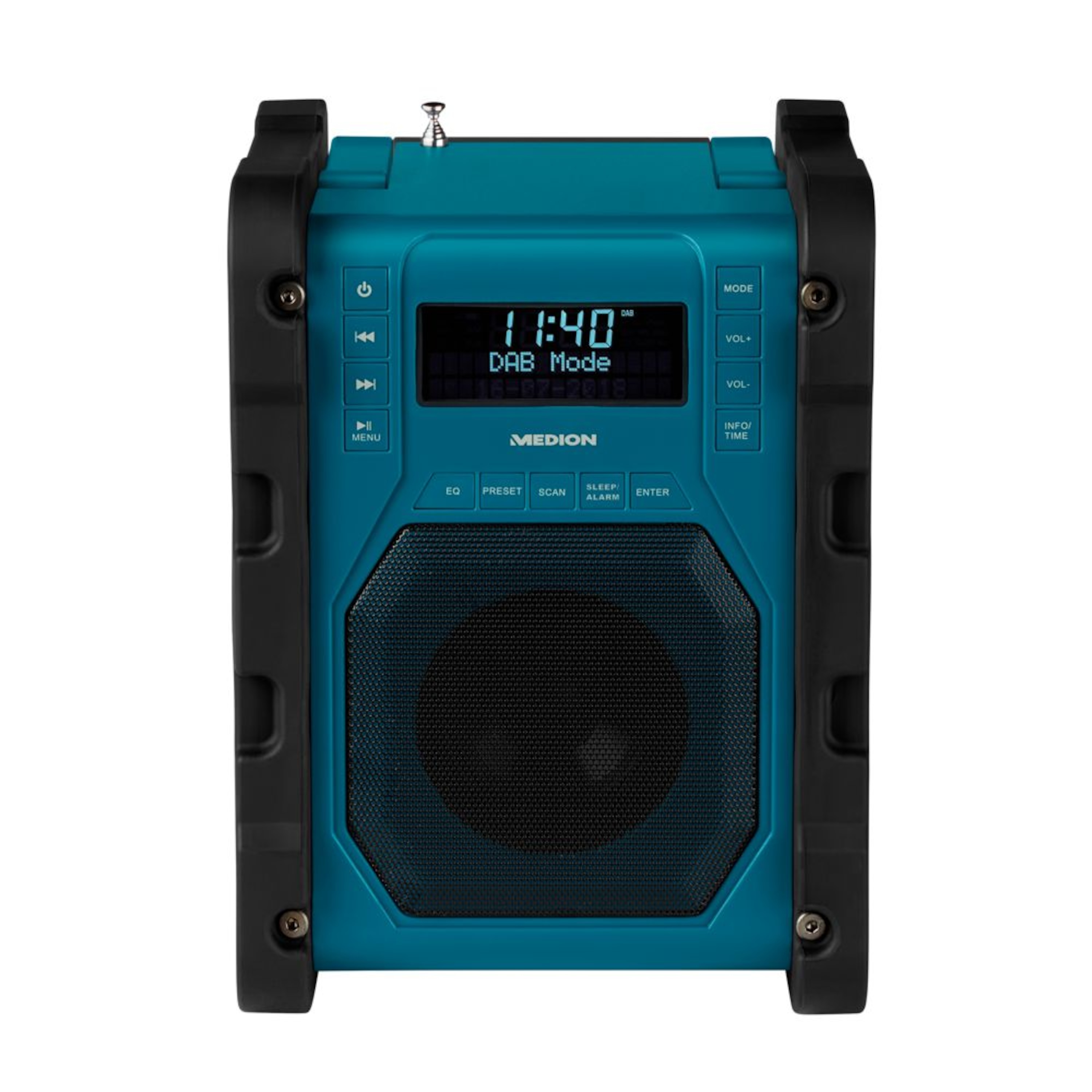 MEDION® LIFE® P66098 DAB+ Baustellenradio mit Bluetooth® Funktion, Dot-Matrix LC-Display, DAB+, PLL-UKW, RDS, stoßfestes Gehäuse, spritzwassergeschützt nach IP54