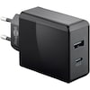WENTRONIC Chargeur rapide Dual USB-C ™ avec alimentation électrique, charge jusqu'à deux appareils en même temps