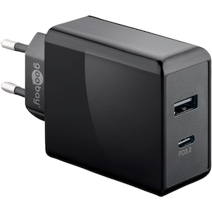 WENTRONIC Snelle oplader Dual USB-C &trade; met Power Delivery, laadt maximaal twee apparaten tegelijkertijd op