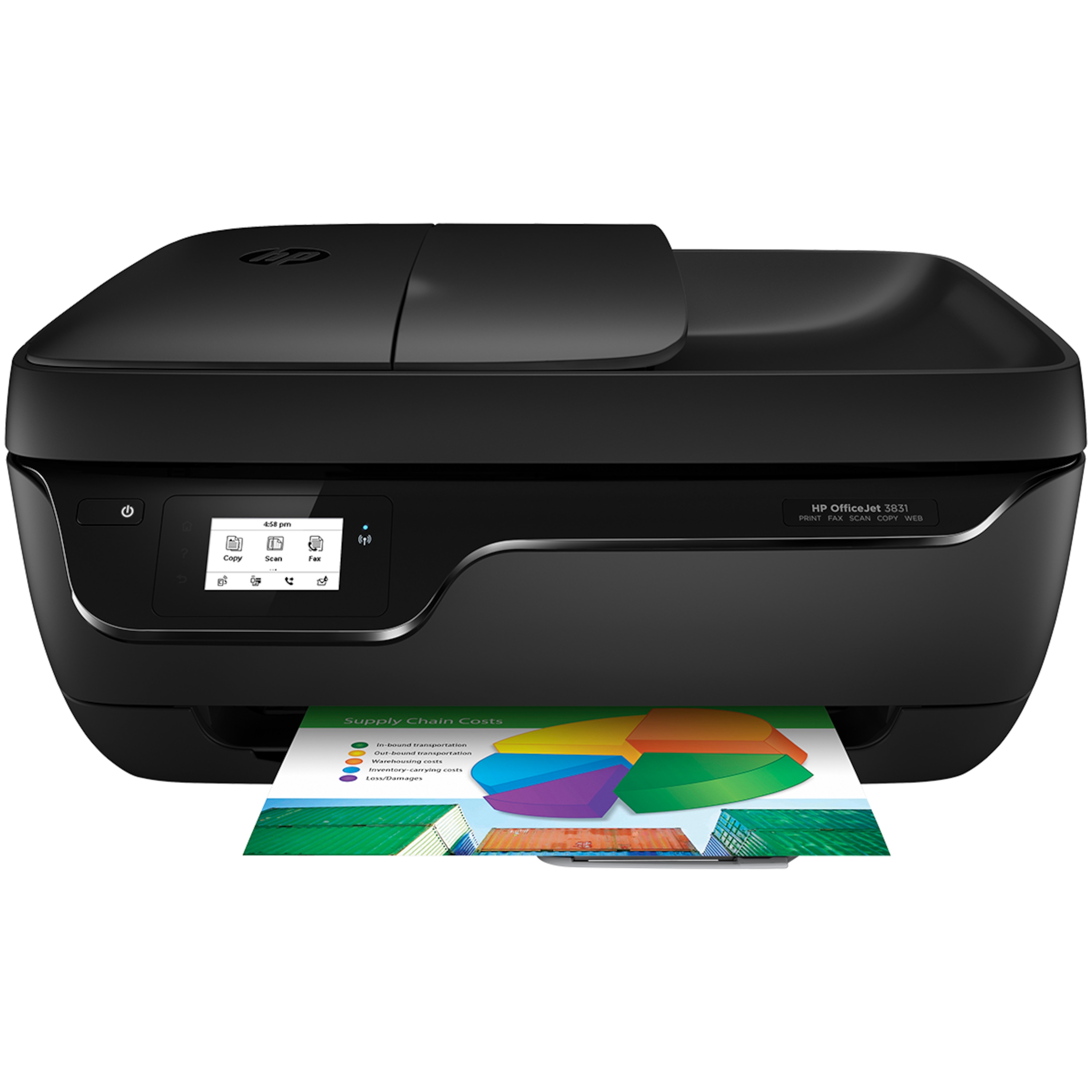 HP OfficeJet 3831 All-in-One Drucker, 5,5 cm Touch Monochrom-Display, Drucken, Kopieren, Scannen und Faxen, HP ePrint, WLAN, USB