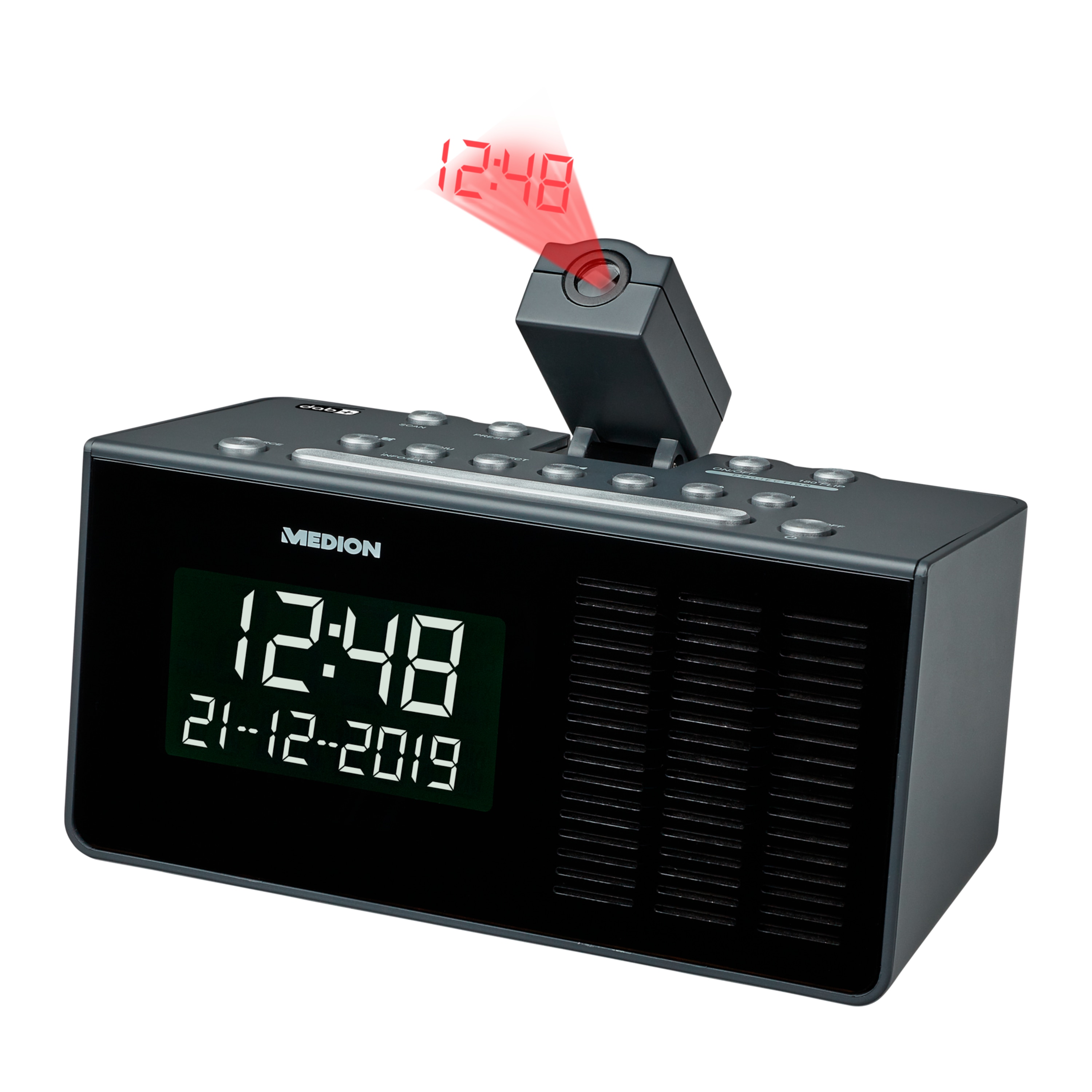 MEDION® LIFE® E66955 Projektions-Uhrenradio mit DAB+/PLL-UKW Radio, LC-Display mit Hintergrundbeleuchtung, Wecken durch Radio oder Alarmton  (B-Ware)