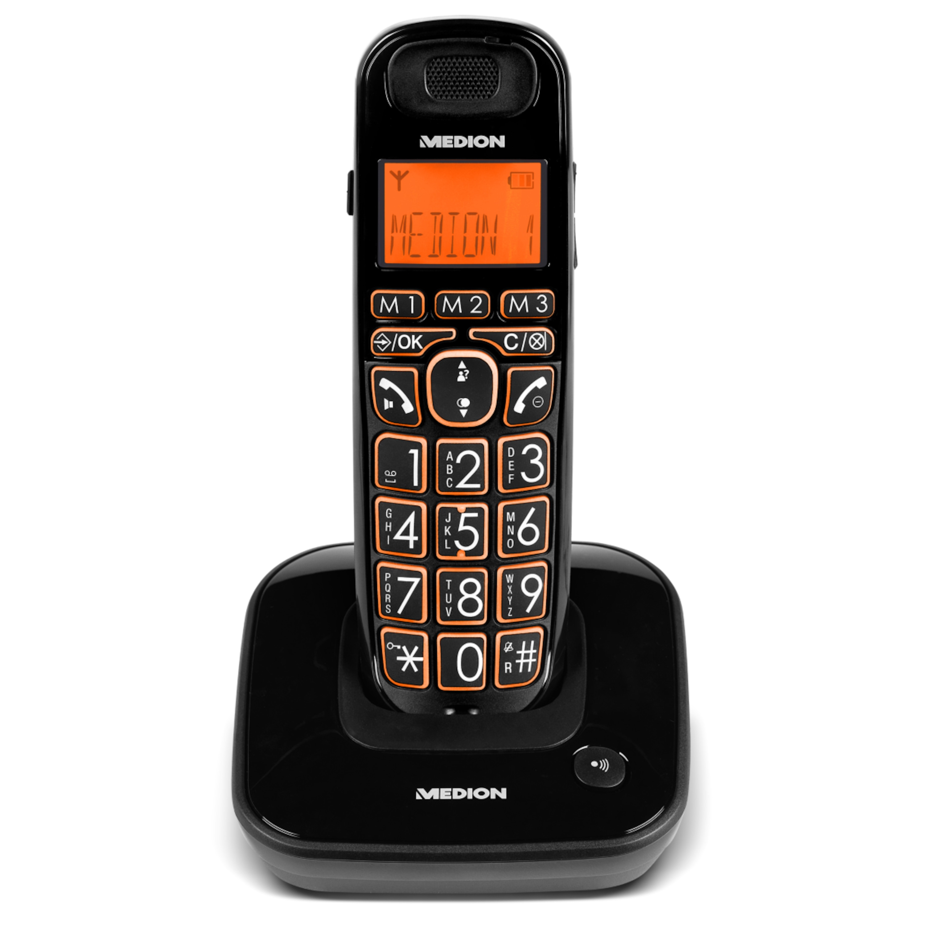 MEDION®  LIFE® E63197 Komfortables DECT Großtasten Telefon, Full-ECO-Funktion, Hörgerätekompatibel, optische Signalisierung bei eingehendem Anruf, Freisprechfunktion