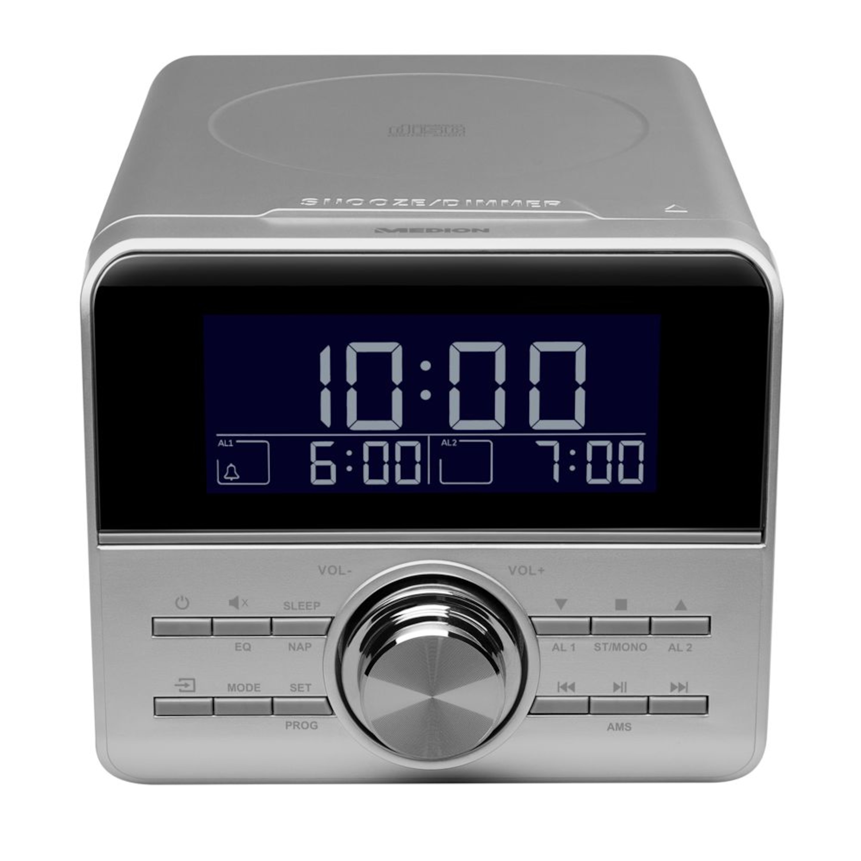 ECOM_MEDION_CE_MD43871_Funkuhrenradio_silber_Front_Down
