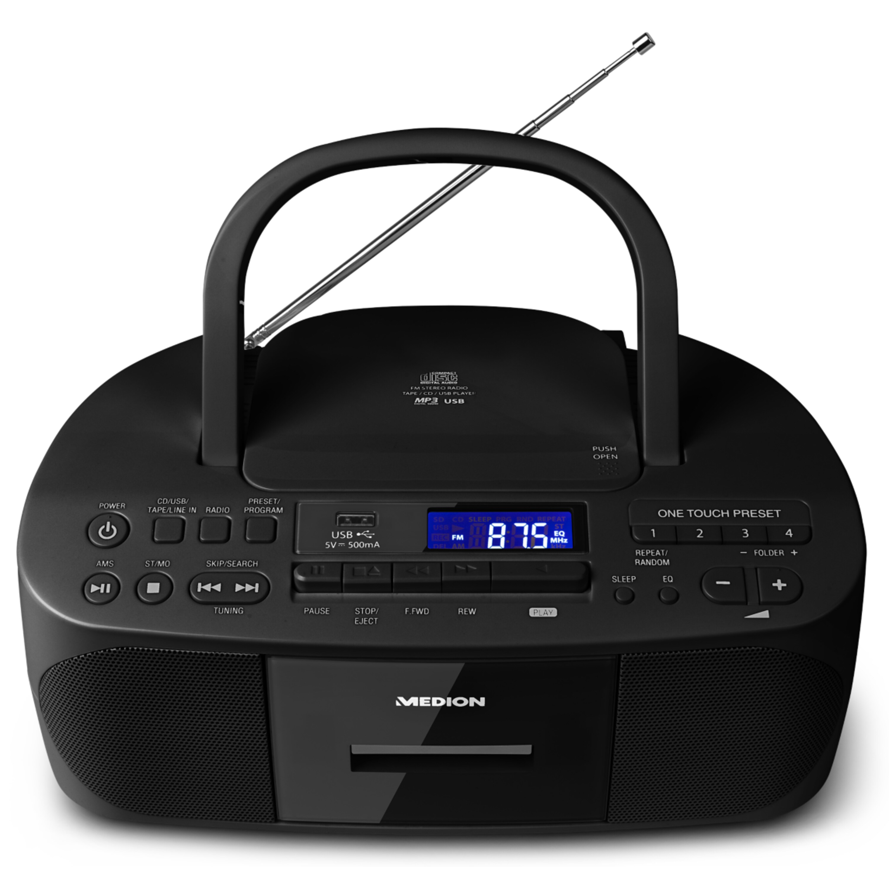 MEDION® LIFE® E64070 draagbaare stereo FM radio CD/MP3/USB/Cassette