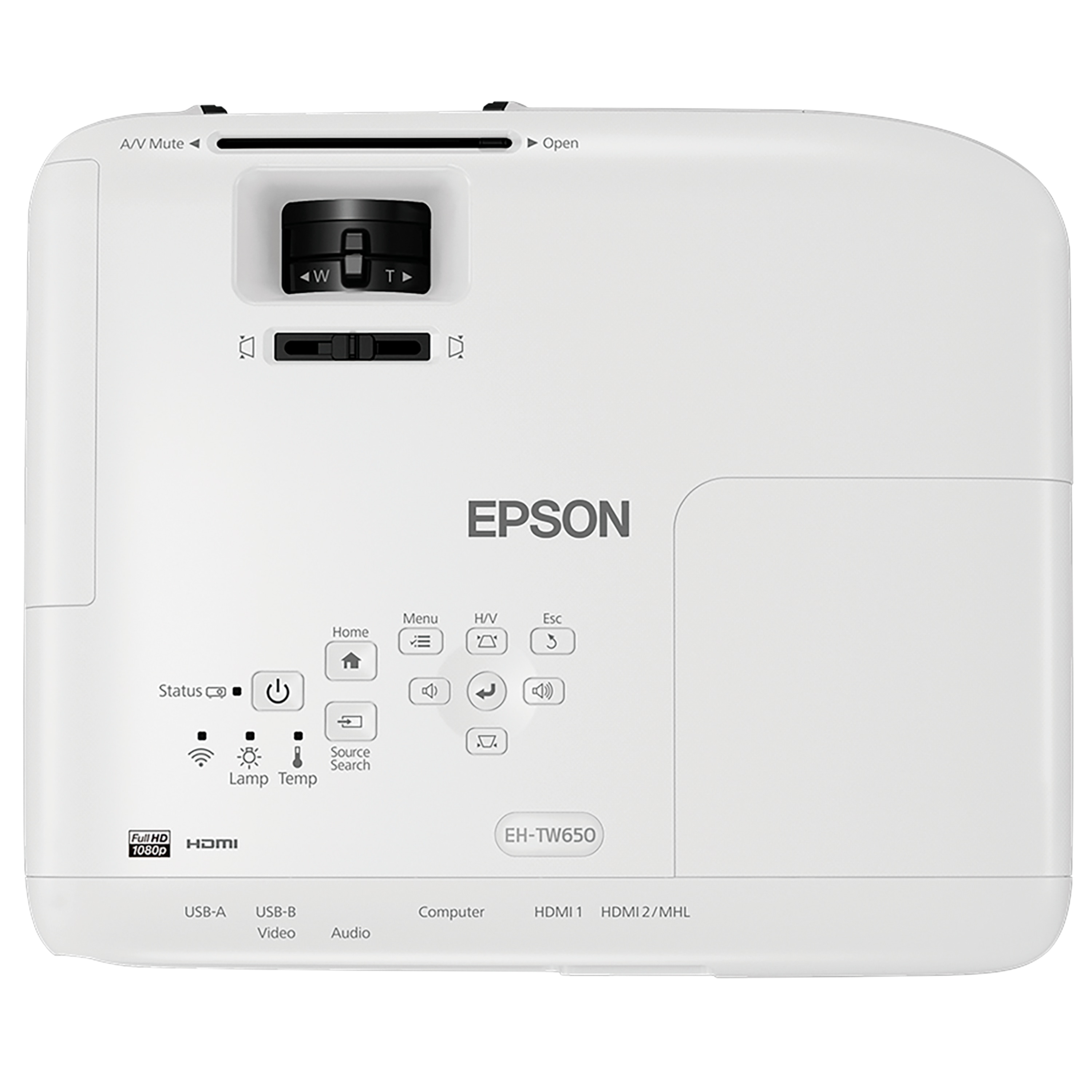 EPSON EH-TW610 Beamer, Full HD-1080p-Projektor, Weiß- und Farbhelligkeit von 3.000 Lumen, Trapezkorrektur, integriertes WLAN und iProjection-App