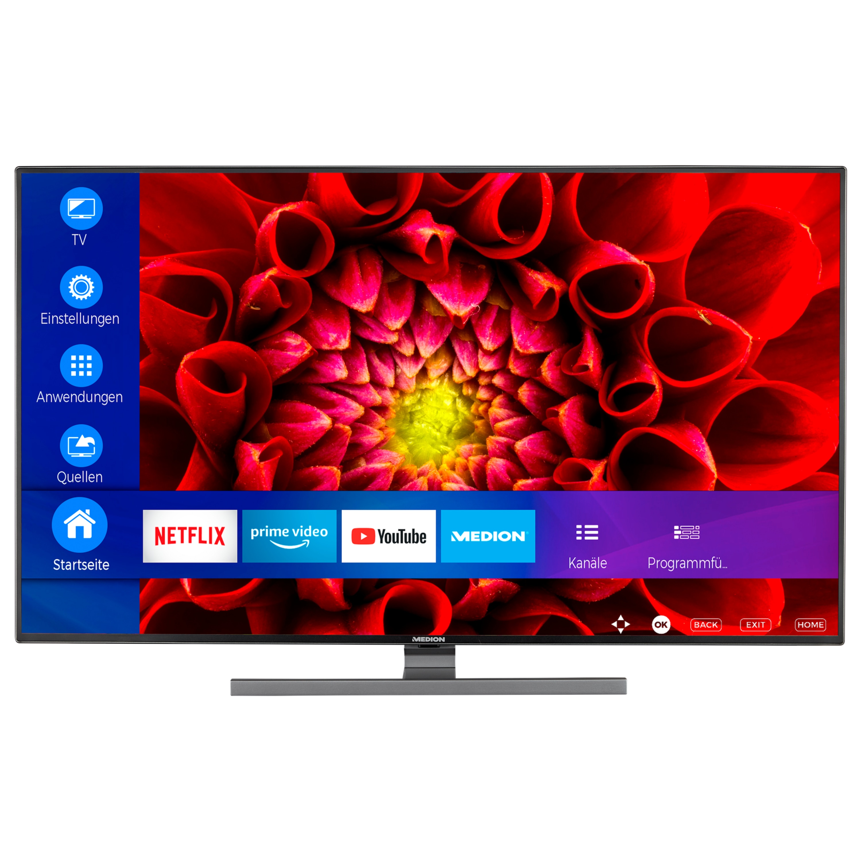 MEDION® LIFE® S14949 Smart-TV, 123,2 cm (49'') Ultra HD Fernseher, inkl. LIFE® P61220 TV-Soundbar mit Subwoofer - ARTIKELSET