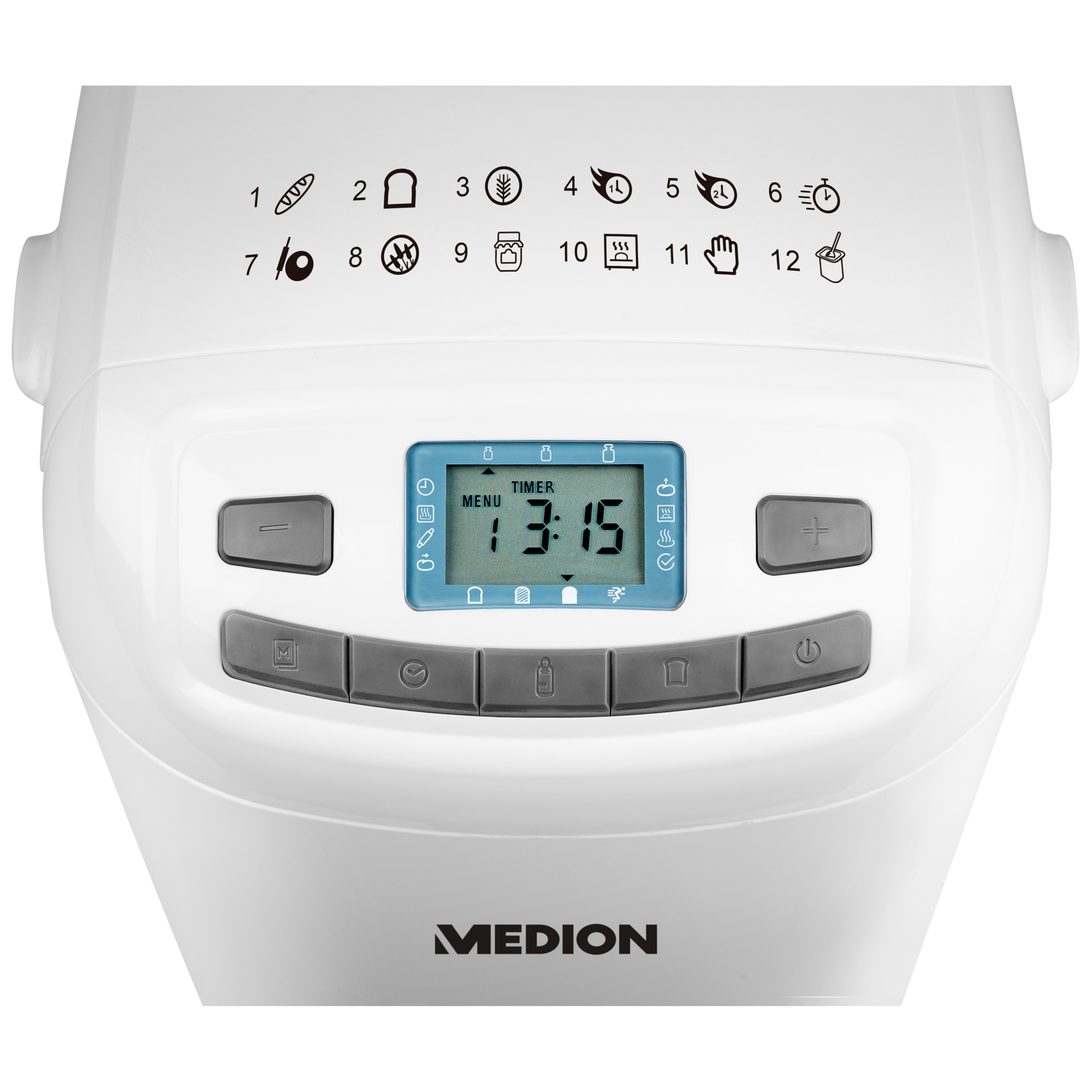 MEDION® Brotbackautomat MD 18636, 12 Backprogramme, 3 wählbare Bräunungsgrade, 650 Watt, 1000g Fassungsvermögen