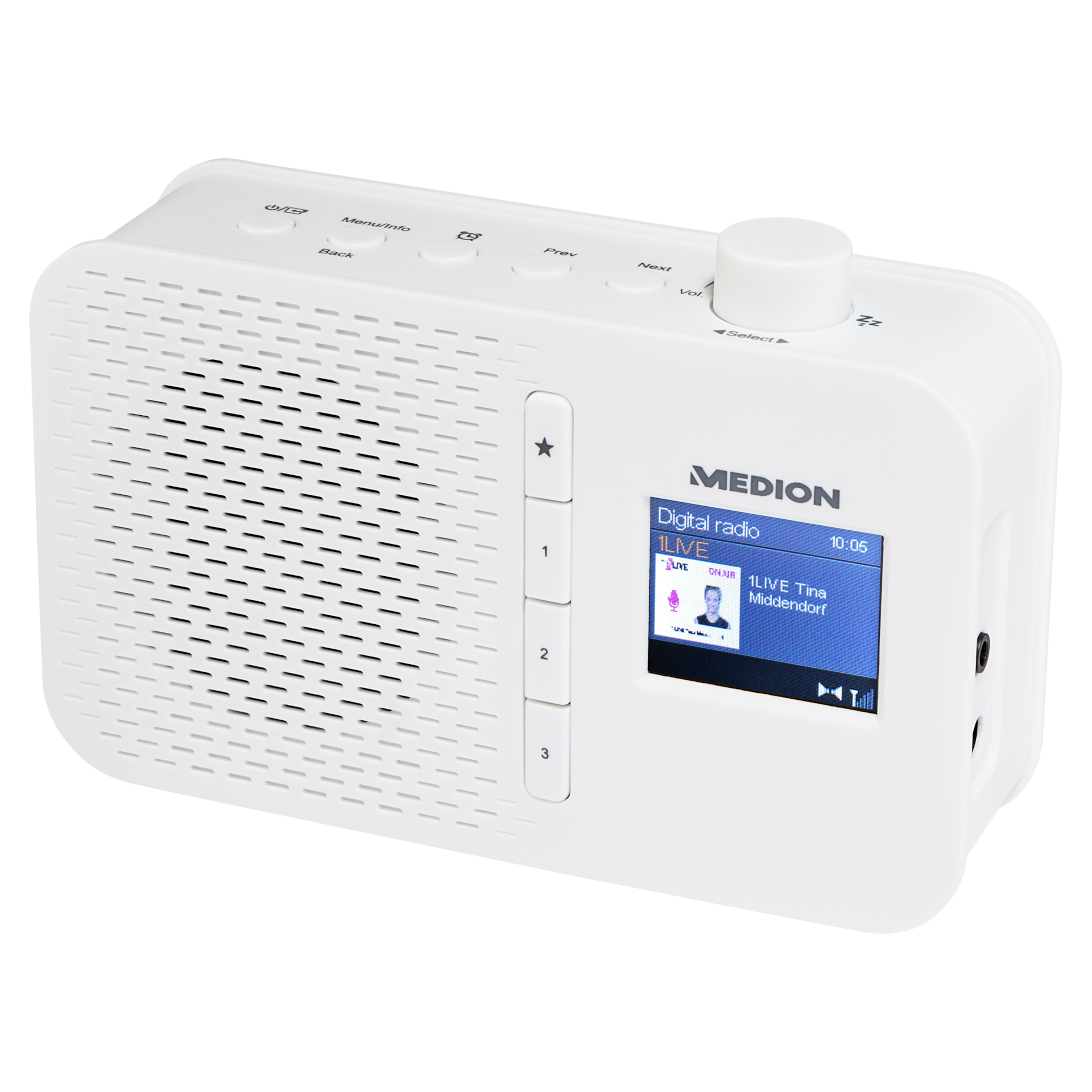 MEDION® LIFE® E66487 Tragbares DAB+ Radio, 4,57 cm (1,8')' TFT Farbdisplay, DAB+/UKW mit 60 Senderspeichern (je 30 DAB+/UKW), automatische Uhrzeitsynchronisierung, Netz-/ oder Batteriebetrieb, kompaktes Design