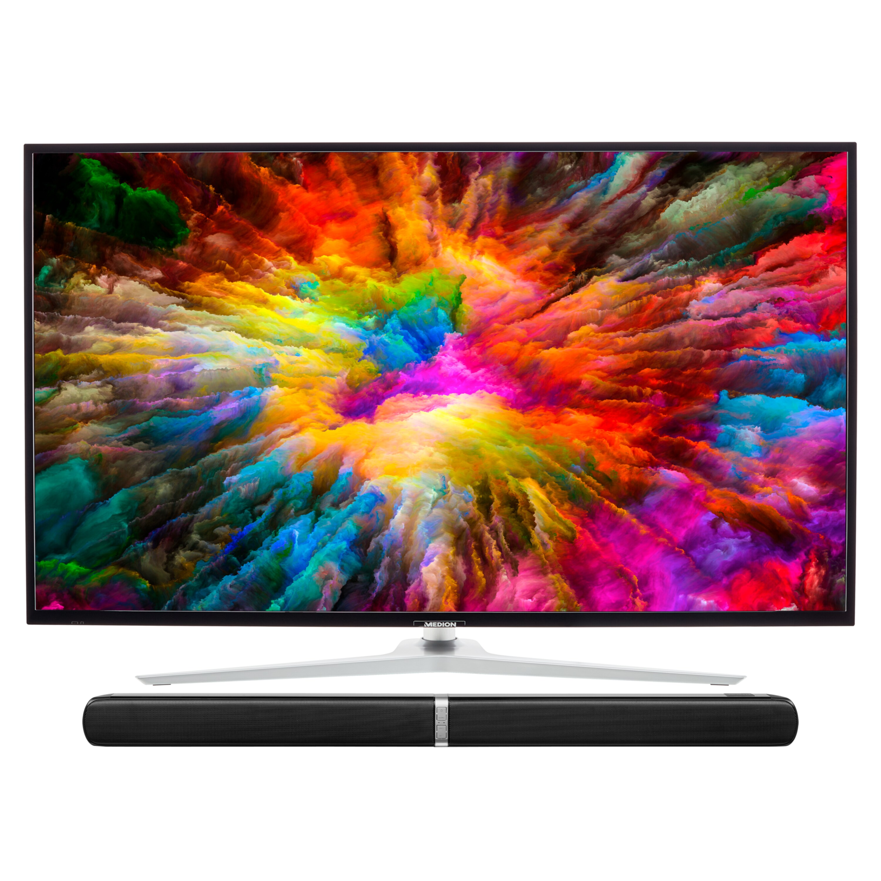 MEDION® LIFE® X15532 Smart-TV, 138,8 cm (55'') Ultra HD Display + Soundbar E64058 - ARTIKELSET